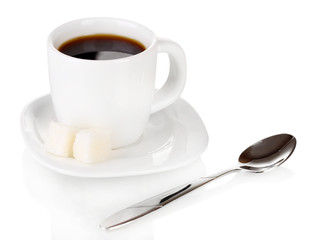 A cup of strong coffee isolated on white
