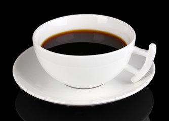 A cup of strong coffee isolated on black