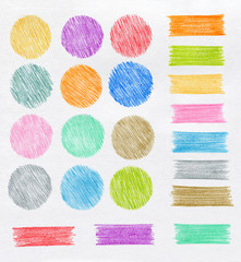 Set of color pencil design elements