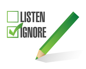 listen or ignore check box illustration design