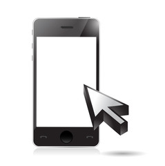 blank smartphone and cursor illustration design