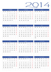 Calendar 2014 in english