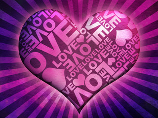heart masked Love typographic texture