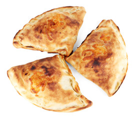 Pizza calzones isolated on white