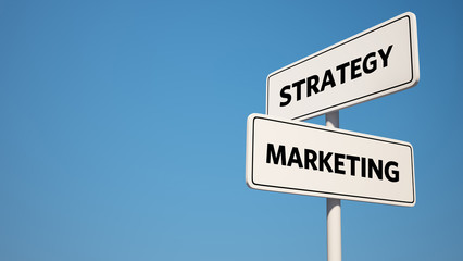 Strategy and Marketing Signpost with Clipping Path