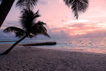 Beautiful Maldivian sunset at the beach