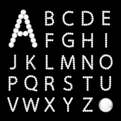 Alphabet made from white pearls for your design