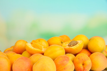 Fresh natural apricot on bright background