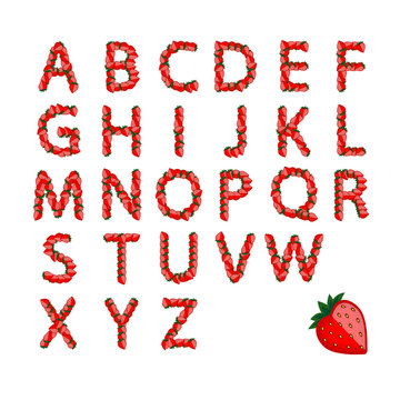 Alphabet set made from strawberry for your design