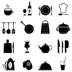 set of kitchen tools silhouettes