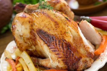 Fried chicken. festive dish.