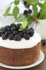 Cake with blackberries.