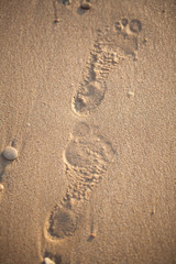 Footprints in sand background