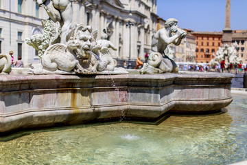 Fototapeta na wymiar Fontana del Moro in Piazza Navona, Rome