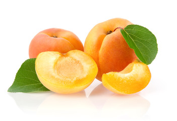 Ripe Apricots Isolated on White Background