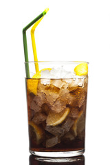Glass of cola with ice