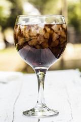 Glass of cola with ice