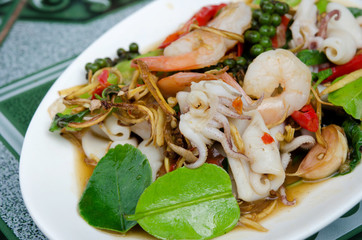 seafood and vegetables