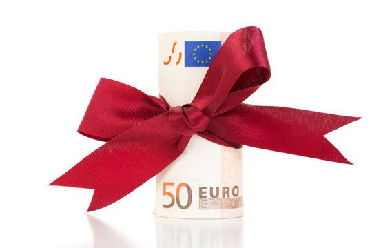 Money gift - Euro bills with a ribbon