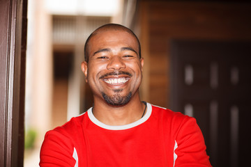Happy African American man, smiling.