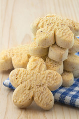 Traditional holiday homemade vanilla rock cookies on tray