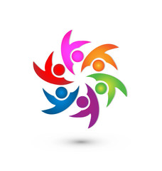 Teamwork happy group logo vector