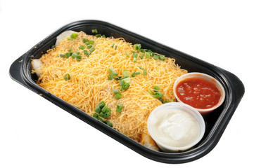 Burritos in a store container