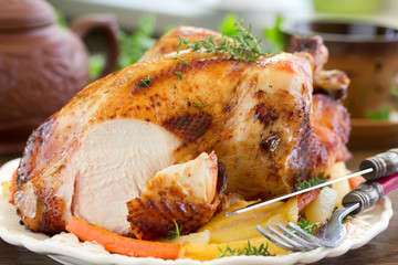 Fried chicken. festive dish.