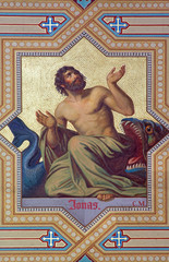 Naklejka premium Vienna - Fresco of prophet Jonah in Altlerchenfelder church