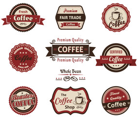 Set Of Vintage Retro Coffee Badges And Labels