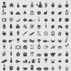 Big collection of food icons. Vector