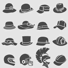 Hat icons set. Vector