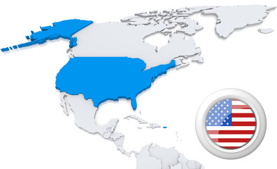 USA on a map of North America © kerdazz