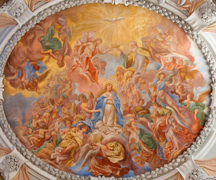 Vienna  -  Coronation of Holy Mary  fresco in Klosterneuburg