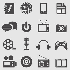 Multimedia icon set. Vector