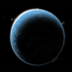 Beautiful Blue planet in the space