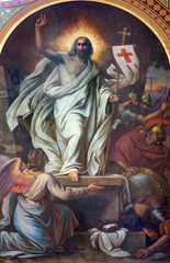 Vienna - Fresco of Resurrection in Altlerchenfelder church - obrazy, fototapety, plakaty