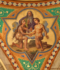 Obraz premium Vienna - Fresco of Wedding of Adam and Eva scene