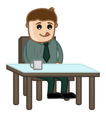 Man Waiting for Food - Cartoon Business Vector Character
