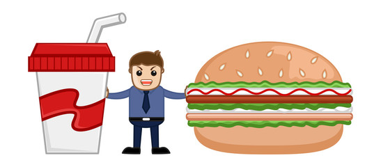 Lunch Time - Cartoon Business Vector Character
