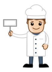 Chef with White Banner - Cartoon Business Vector Character