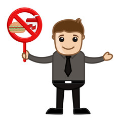 No Junk Food Allowed - Cartoon Business Vector Character