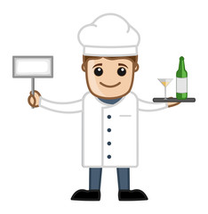 Chef Presenting Drink - Cartoon Business Vector Character