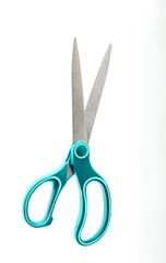 Green scissors isolated on a white background