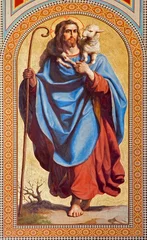 Zelfklevend Fotobehang Vienna -  Fresco of  Jesus Christ as Good shepherd © Renáta Sedmáková