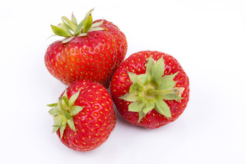 Strawberry fruits on white background
