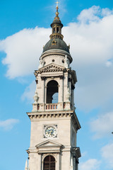 Belfry at blue sky in Budapest, Hungary