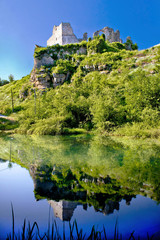 Fototapeta na wymiar Slunj fortress ruins river reflection