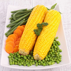 plate of corn and vegetables