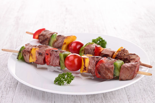 plate of beef kebab